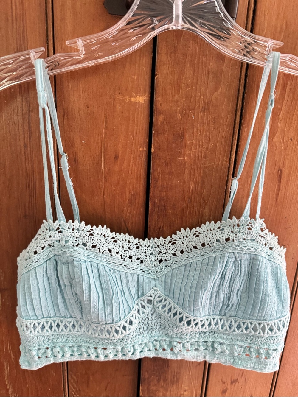 Free People Tallulah Bralette Top Blue Aqua Esque Size XS Lace, Crochet, Boho